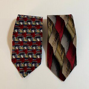 J. Garcia lot of 2 100% silk ties Liquid Torso Stonehenge Made in USA 57-59"